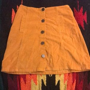 Corduroy high waisted skirt in mustard yellow xs